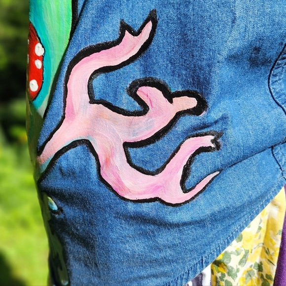 🍄🍄🍄 BONGO custom hand painted upcycled mushroom button down jacket - Picture 11 of 16